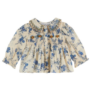 BLOUSE SMOCKÉE ORCHIDÉES BLEUES