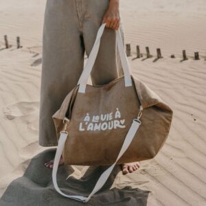 SAC CABAS VELOURS A LA VIE A L'AMOUR